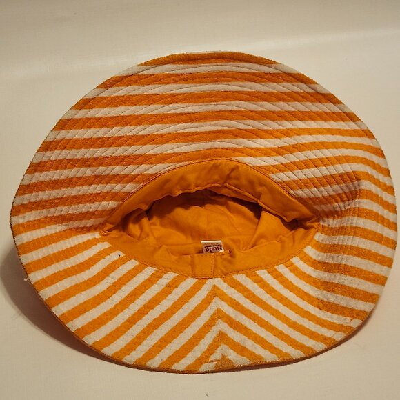 FUN MUDD Headware Orange and White Sun Hat Bucket Hat Wide Brim OS Terrycloth - Picture 8 of 8